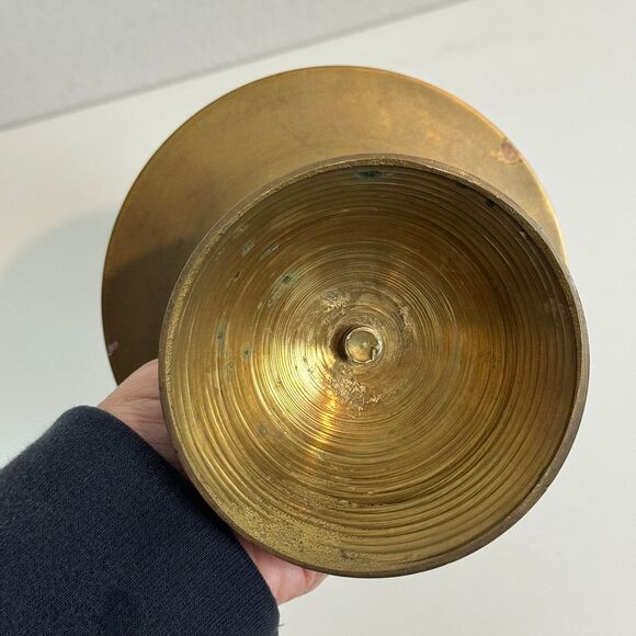 Vintage Large Brass Candle Stick Holder with Drip Tray 9.5 inches - Picture 3 of 7